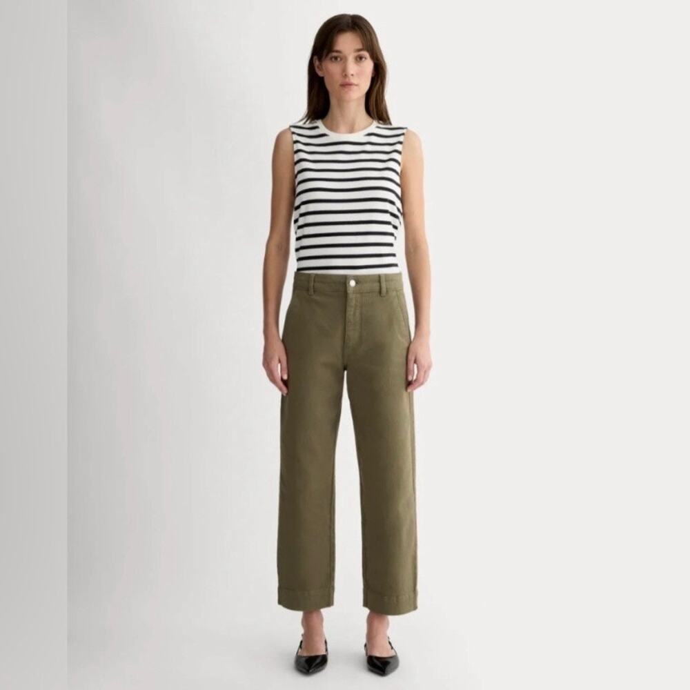 Everlane Green Cotton The Utility Straight Leg Pants Sz.12
